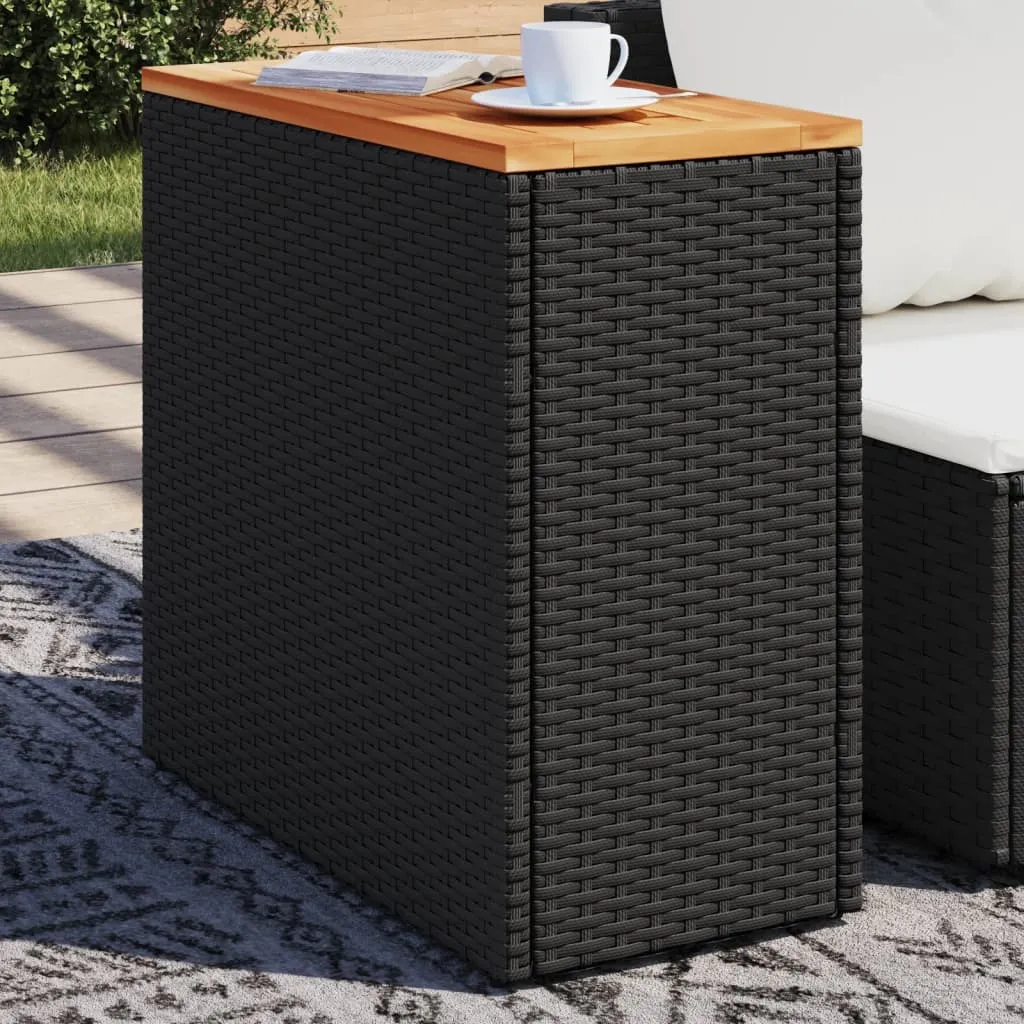 vidaXL Tavolo da Giardino Piano in Legno Nero 58x27,5x55 cm Polyrattan