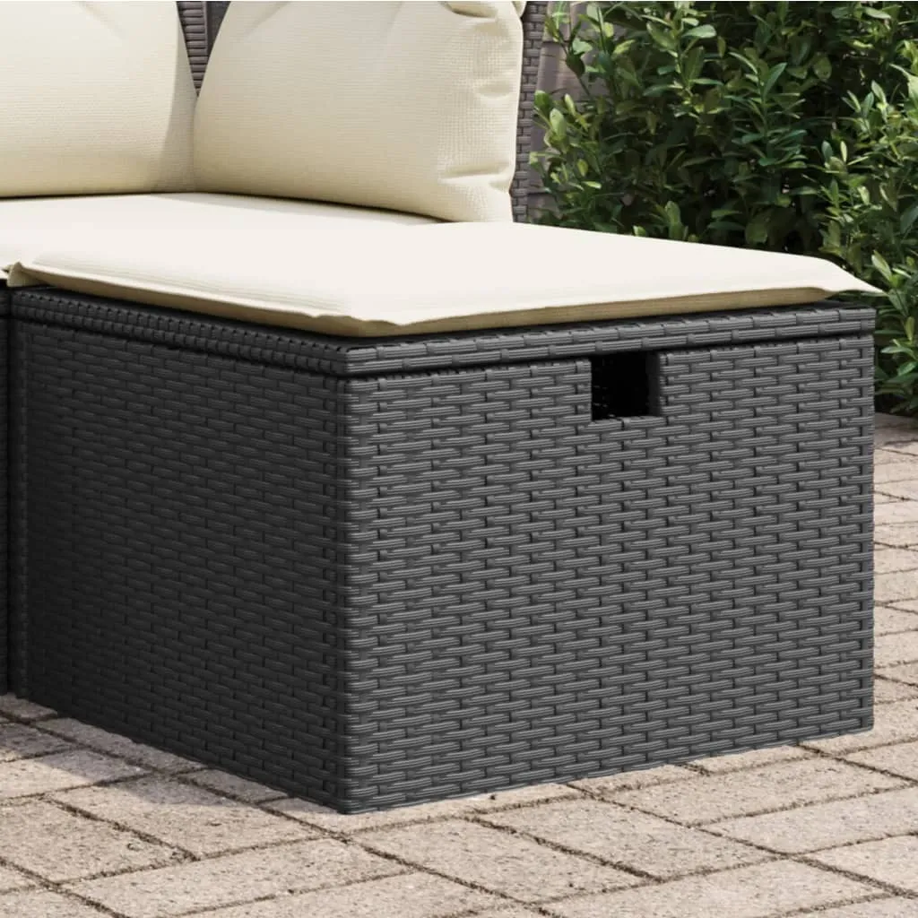 vidaXL Sgabello Giardino con Cuscino Nero 55x55x37 cm in Polyrattan