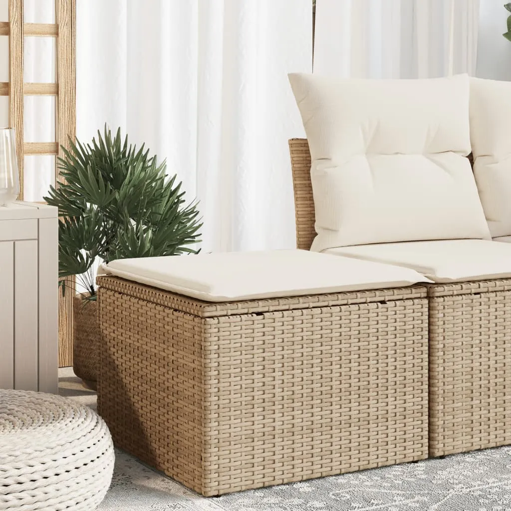 vidaXL Sgabello Giardino con Cuscino Beige 55x55x37 cm in Polyrattan