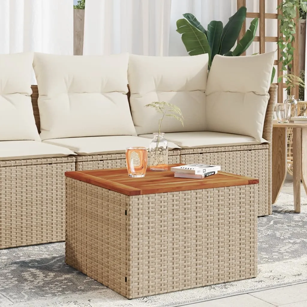 vidaXL Tavolo da Giardino Beige 55x55x37 cm Polyrattan e Legno Acacia