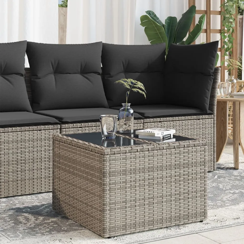 vidaXL Tavolo da Giardino Piano in Vetro Grigio 55x55x37 cm Polyrattan