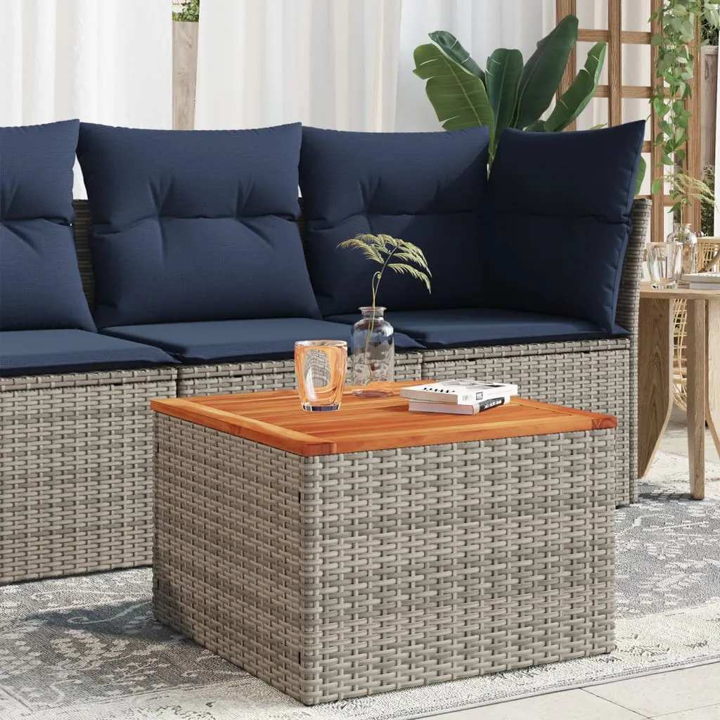 vidaXL Tavolo da Giardino Grigio 55x55x37 cm Polyrattan e Legno Acacia