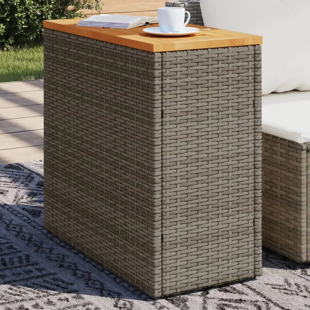 vidaXL Tavolino Giardino Piano in Legno Grigio 58x27,5x55cm Polyrattan