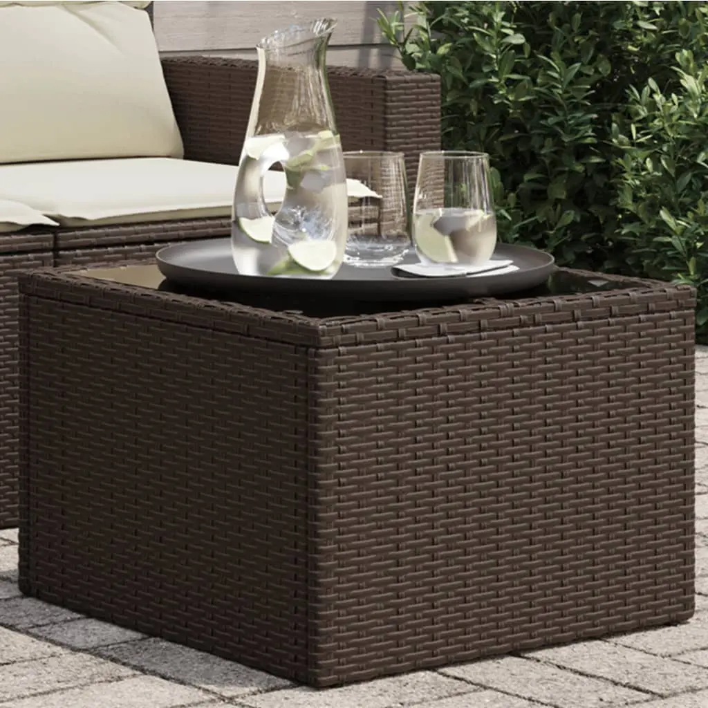 Tavolo da Giardino Piano Vetro Marrone 55x55x37 cm Polyrattan