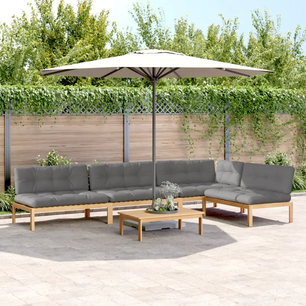 Set Divano Pallet Giardino 5pz con Cuscini Massello Acacia