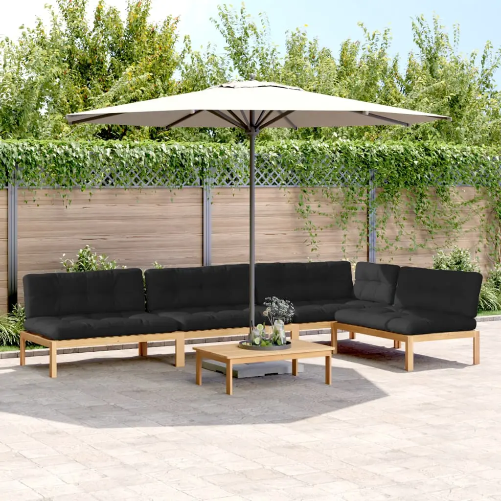 Set Divano Pallet Giardino 5pz con Cuscini Massello Acacia