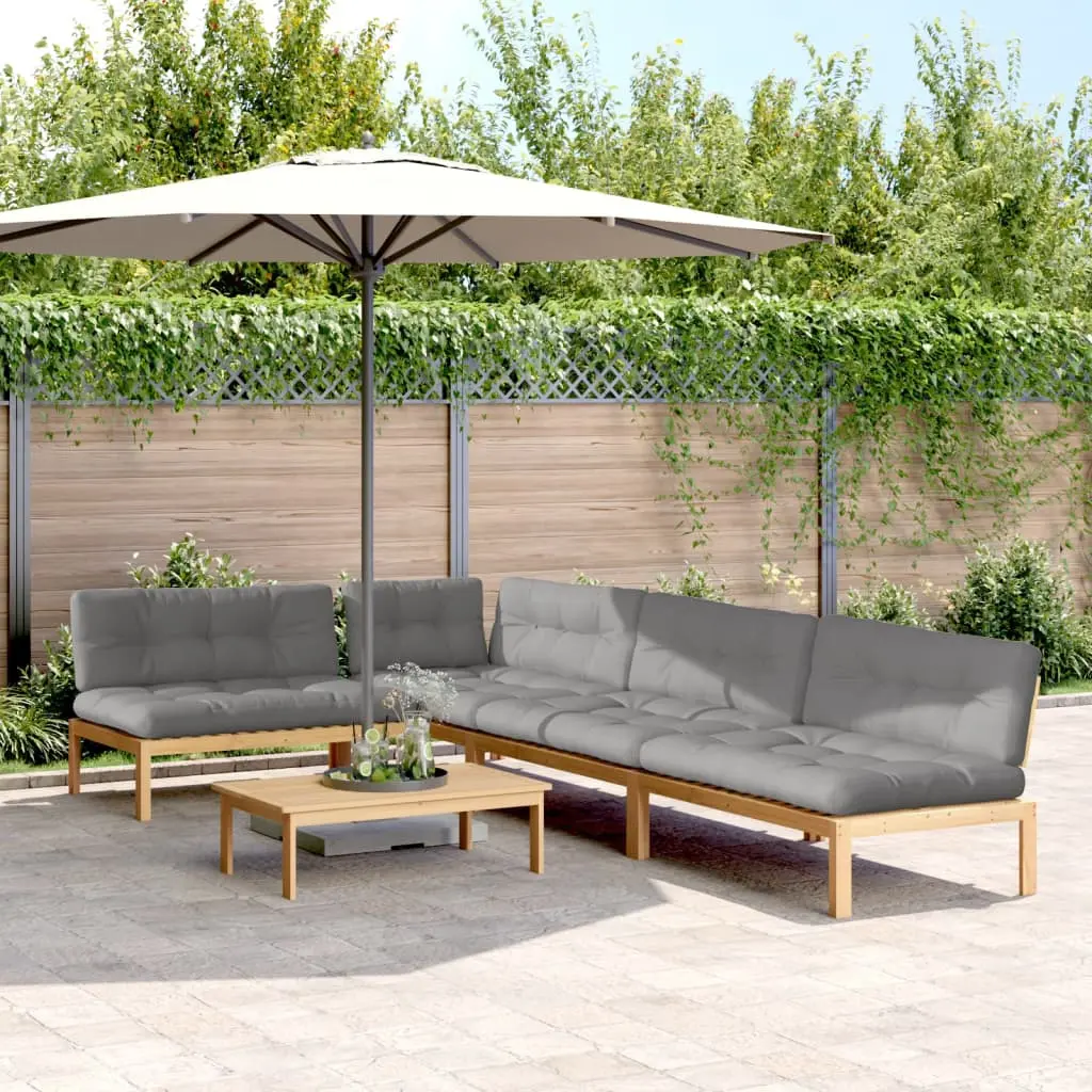 Set Divano Pallet Giardino 5pz con Cuscini Massello Acacia