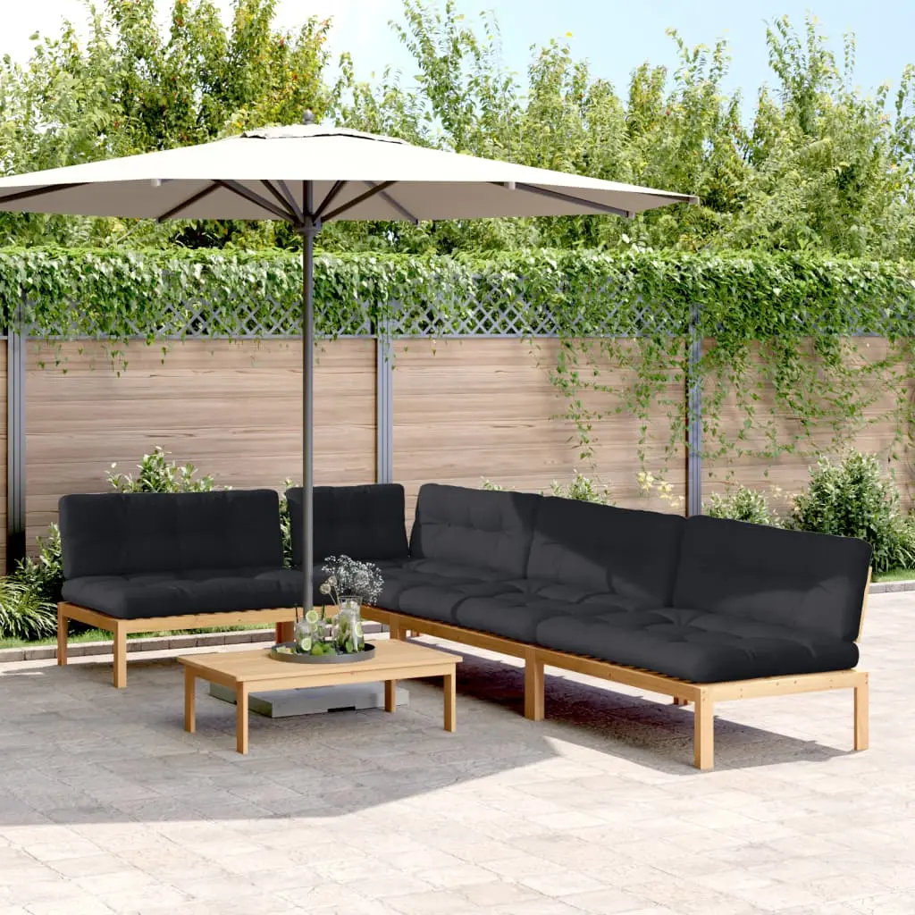 Set Divano Pallet Giardino 5pz con Cuscini Massello Acacia