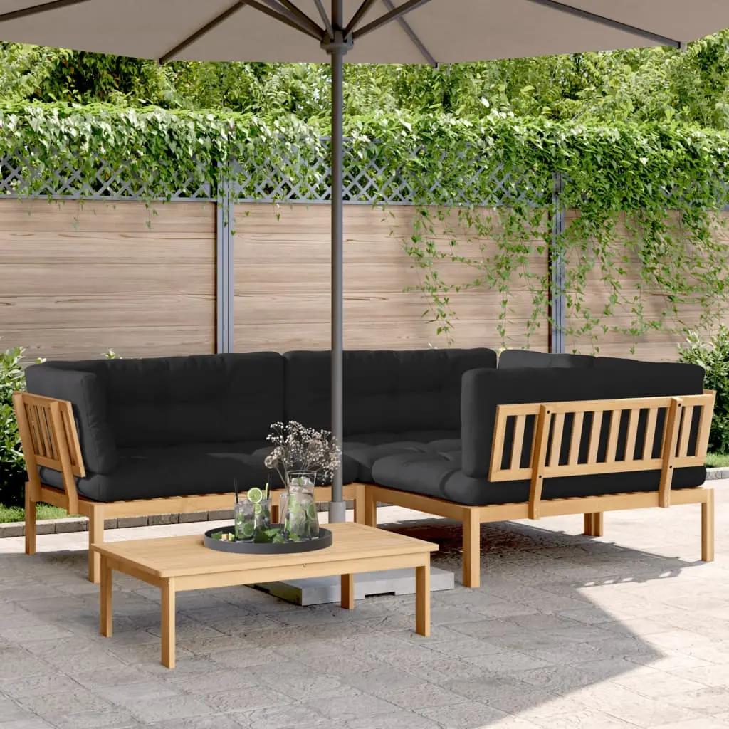 Set Divani Pallet Giardino 4pz Cuscini Legno Massello Acacia