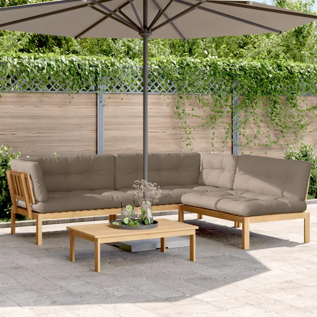 Set Divani Pallet Giardino 4pz Cuscini Legno Massello Acacia