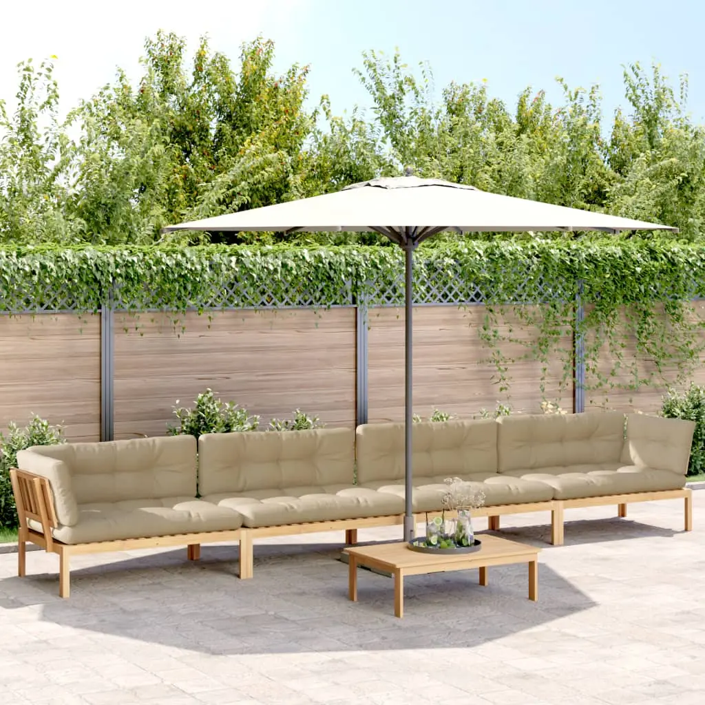 Set Divano Pallet Giardino 5pz con Cuscini Massello Acacia