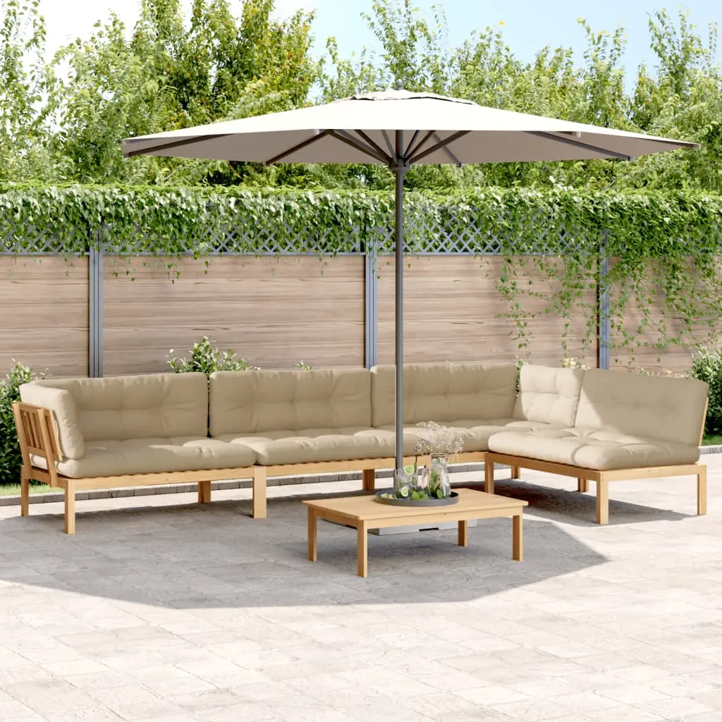 Set Divano Pallet Giardino 5pz con Cuscini Massello Acacia