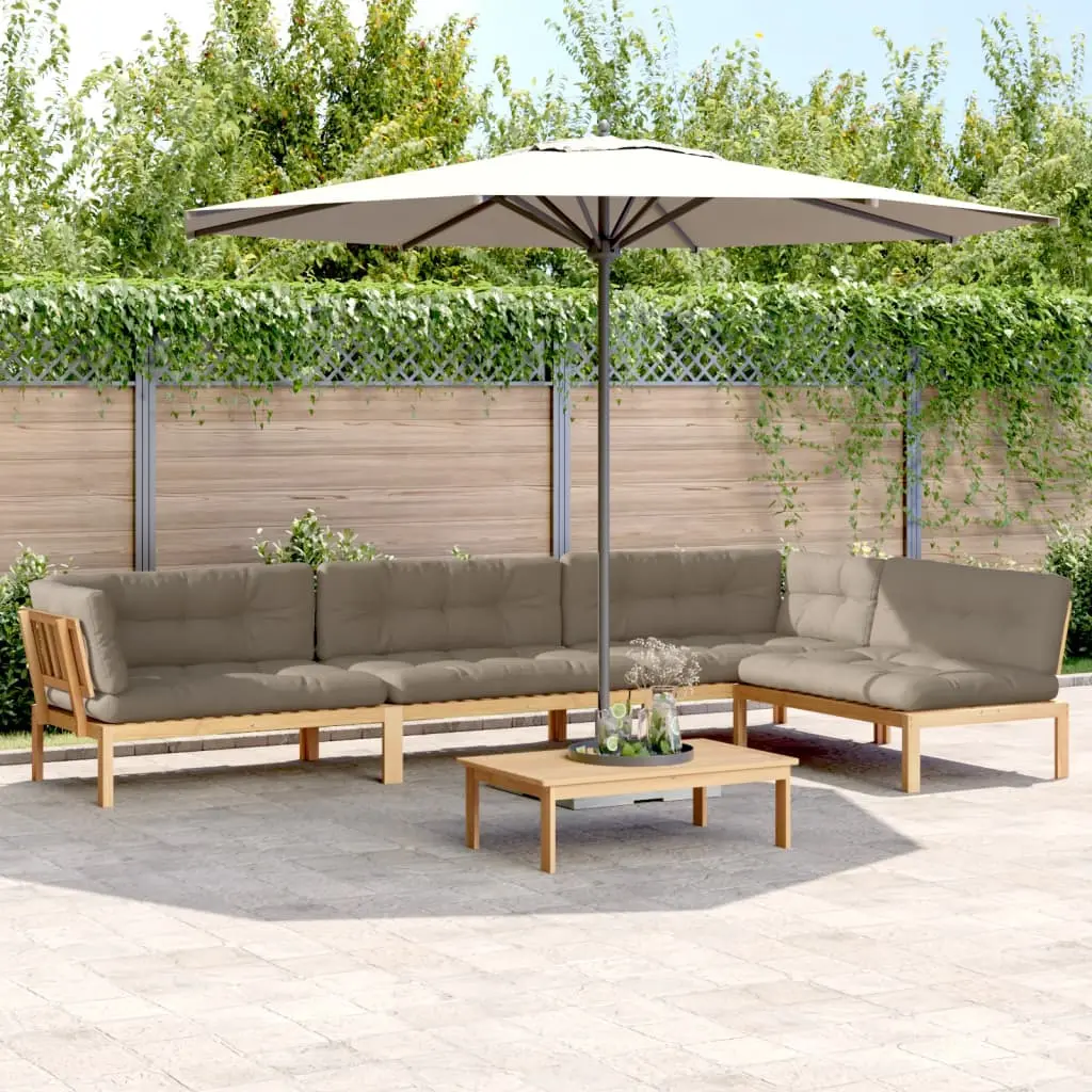 Set Divano Pallet Giardino 5pz con Cuscini Massello Acacia