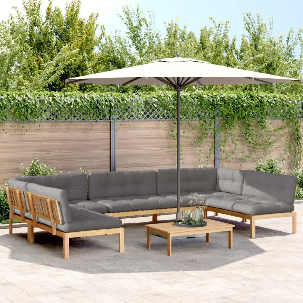 Set Divano Pallet da Giardino 6 pz con Cuscini Massello Acacia