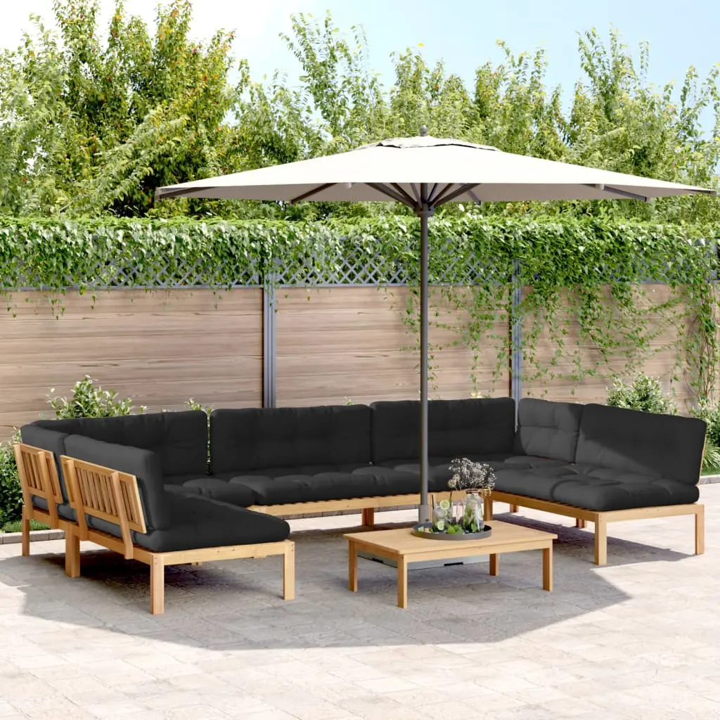 Set Divano Pallet da Giardino 6 pz con Cuscini Massello Acacia