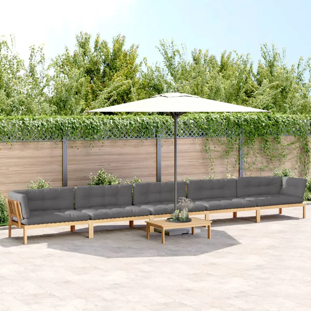 Set Divano Pallet da Giardino 6 pz con Cuscini Massello Acacia