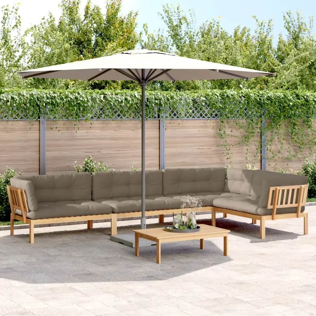 Set Divano Pallet Giardino 5pz con Cuscini Massello Acacia