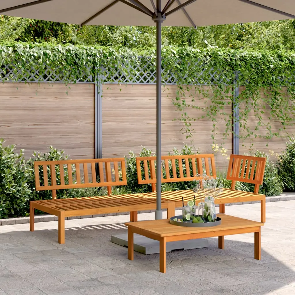 Set Divano Pallet da Giardino 3 pz in Legno Massello di Acacia