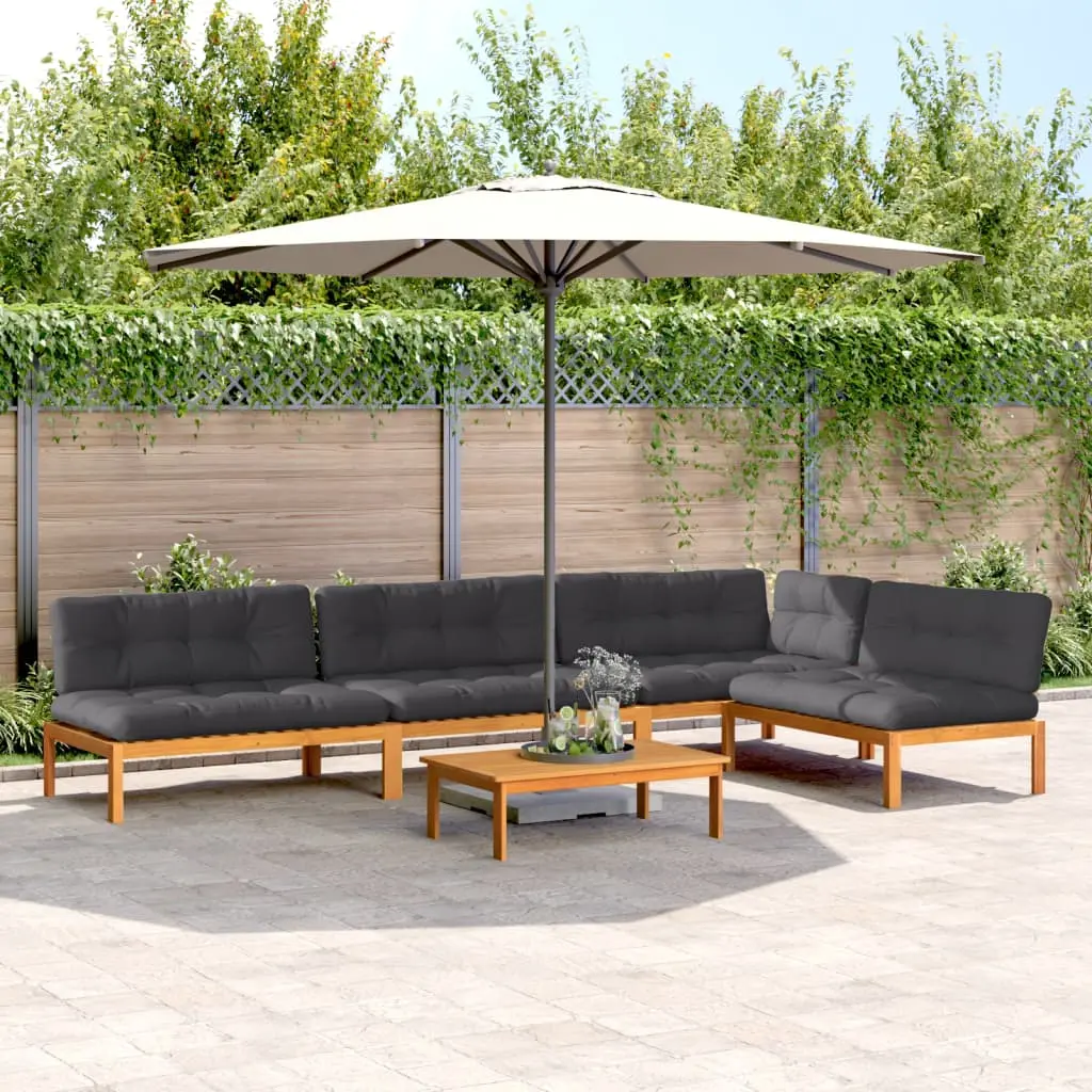 Set Divano Pallet Giardino 5pz con Cuscini Massello Acacia