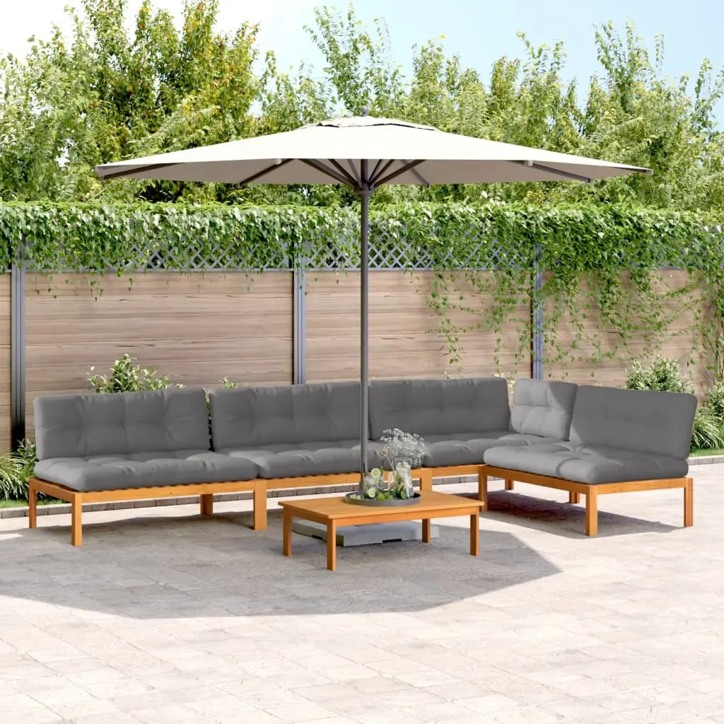 Set Divano Pallet Giardino 5pz con Cuscini Massello Acacia