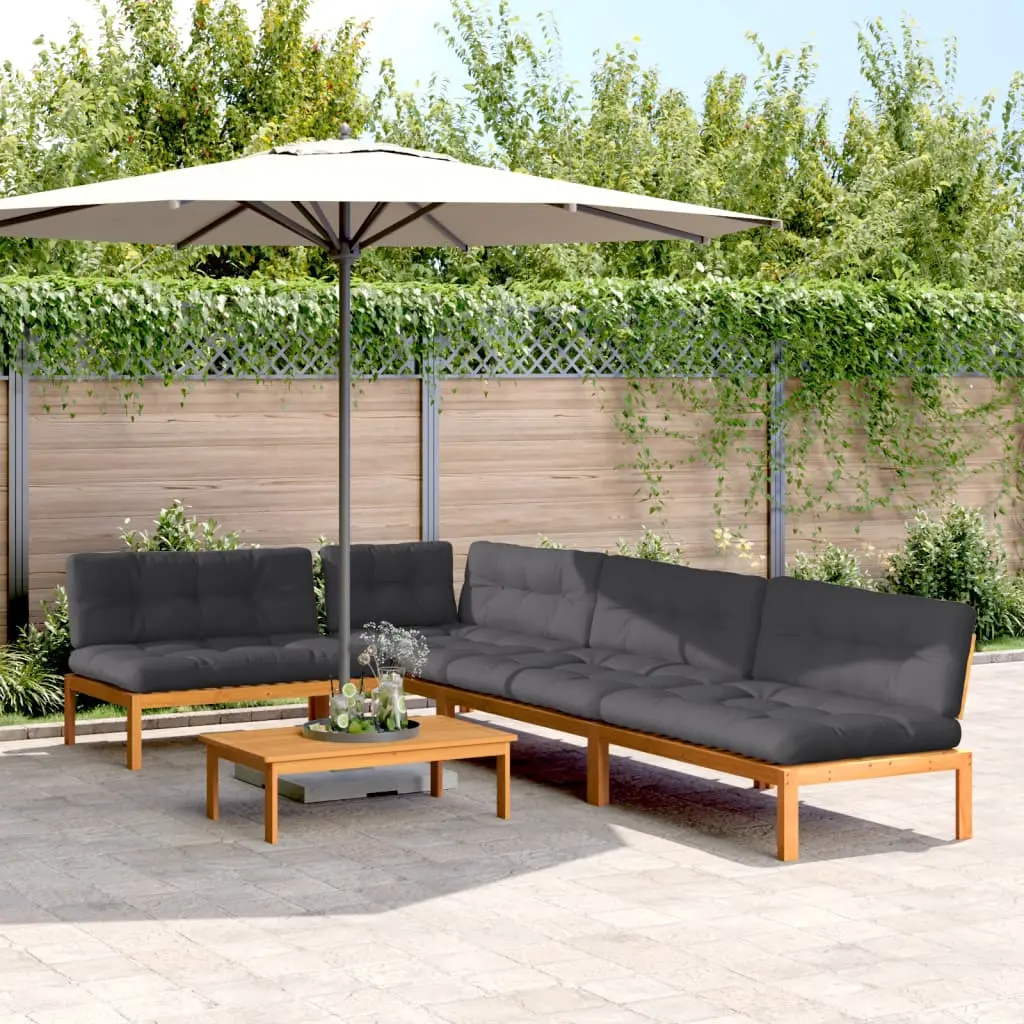 Set Divano Pallet Giardino 5pz con Cuscini Massello Acacia