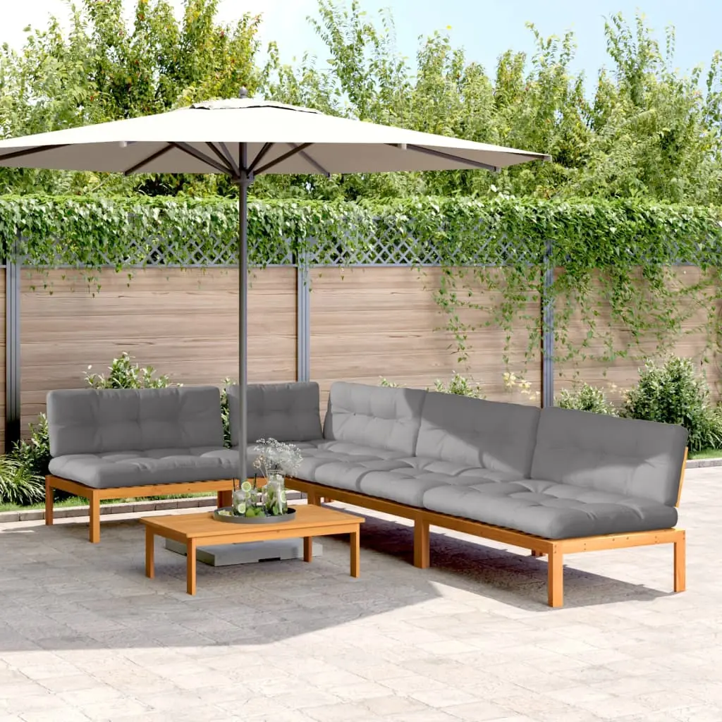 Set Divano Pallet Giardino 5pz con Cuscini Massello Acacia