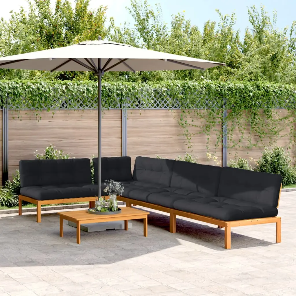 Set Divano Pallet Giardino 5pz con Cuscini Massello Acacia