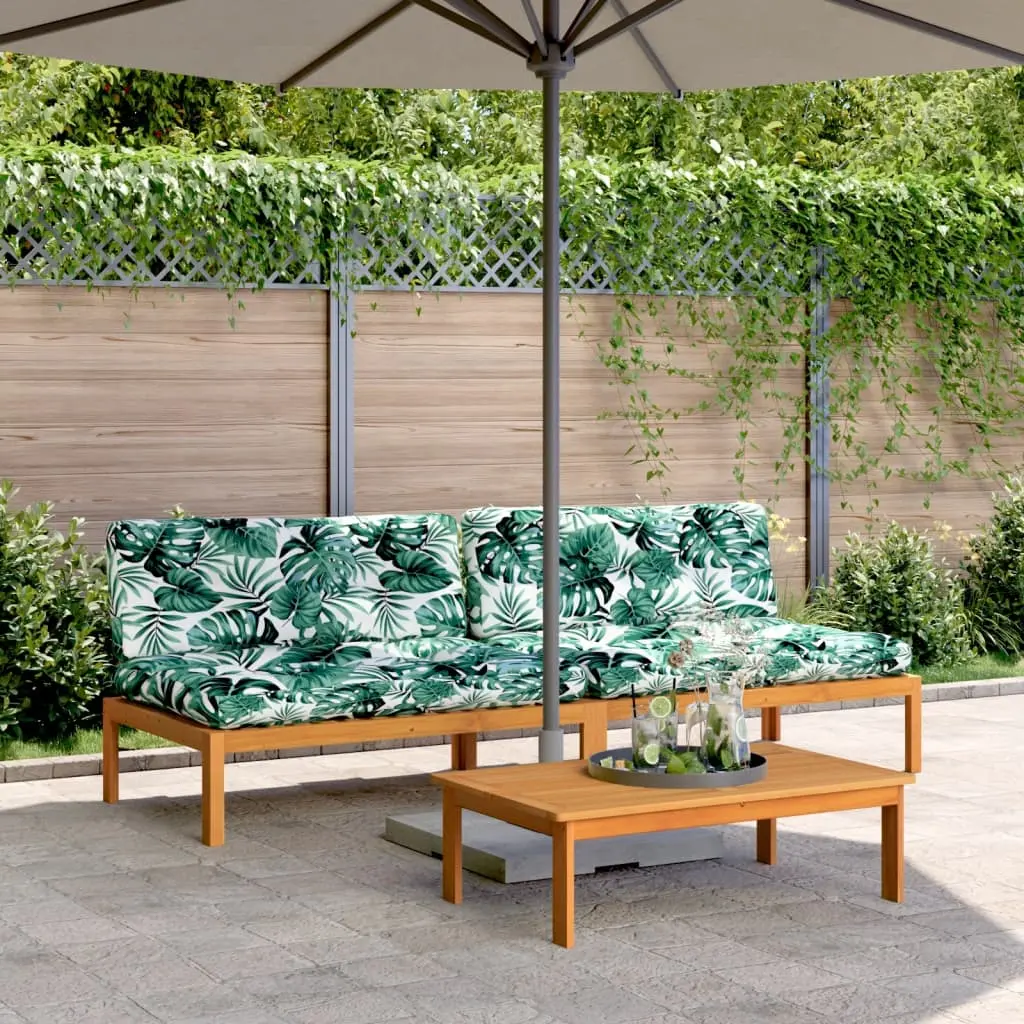 Divani Centrali Pallet Giardino con Cuscini 2pz Massello Acacia