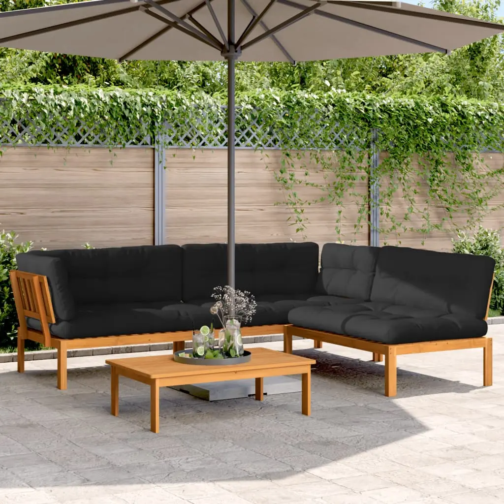 Set Divani Pallet Giardino 4pz Cuscini Legno Massello Acacia