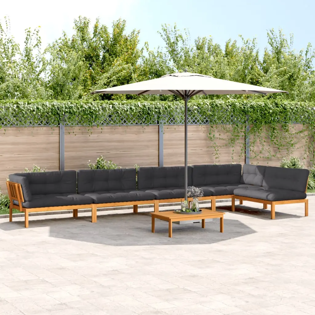 Set Divano Pallet da Giardino 6 pz con Cuscini Massello Acacia