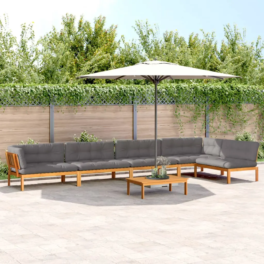 Set Divano Pallet da Giardino 6 pz con Cuscini Massello Acacia