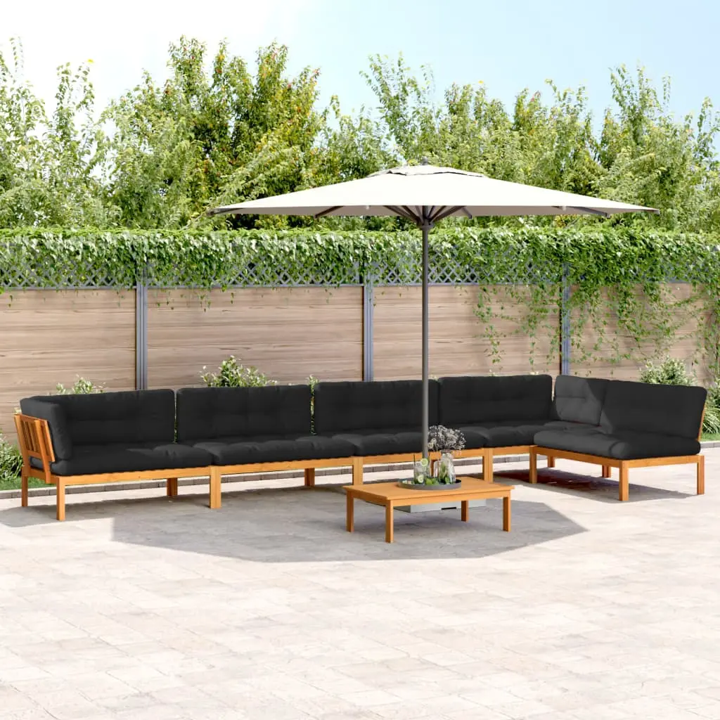 Set Divano Pallet da Giardino 6 pz con Cuscini Massello Acacia