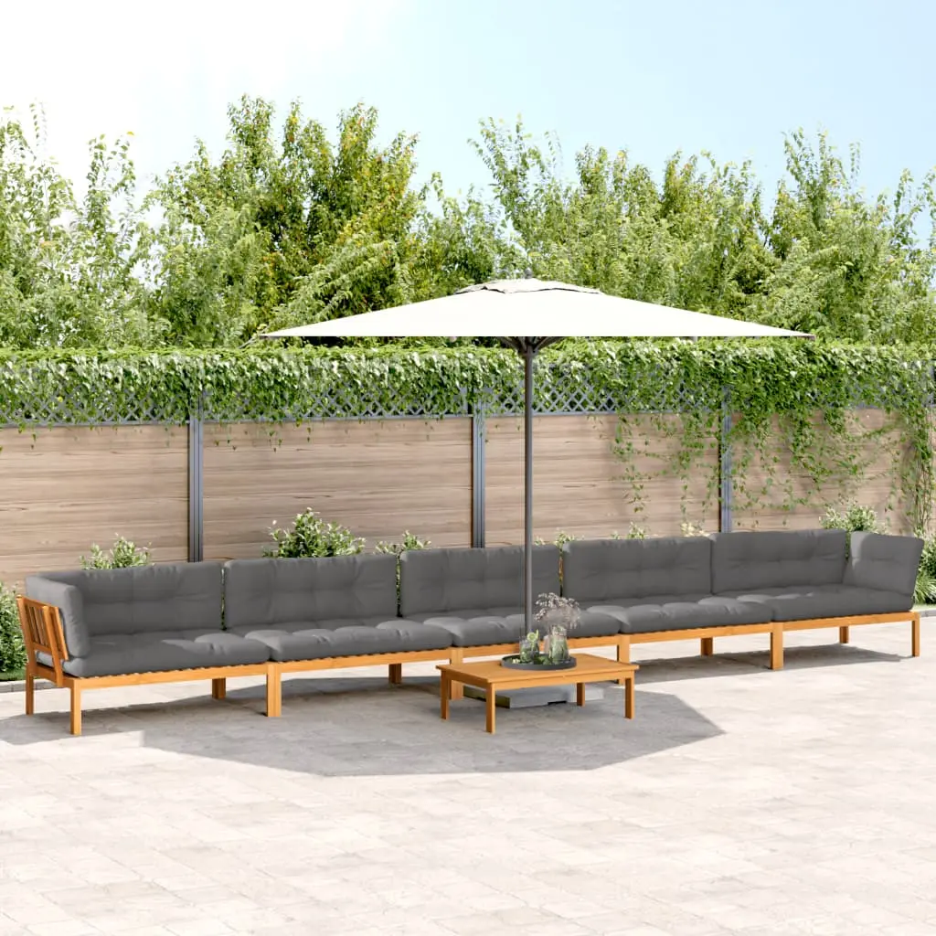 Set Divano Pallet da Giardino 6 pz con Cuscini Massello Acacia