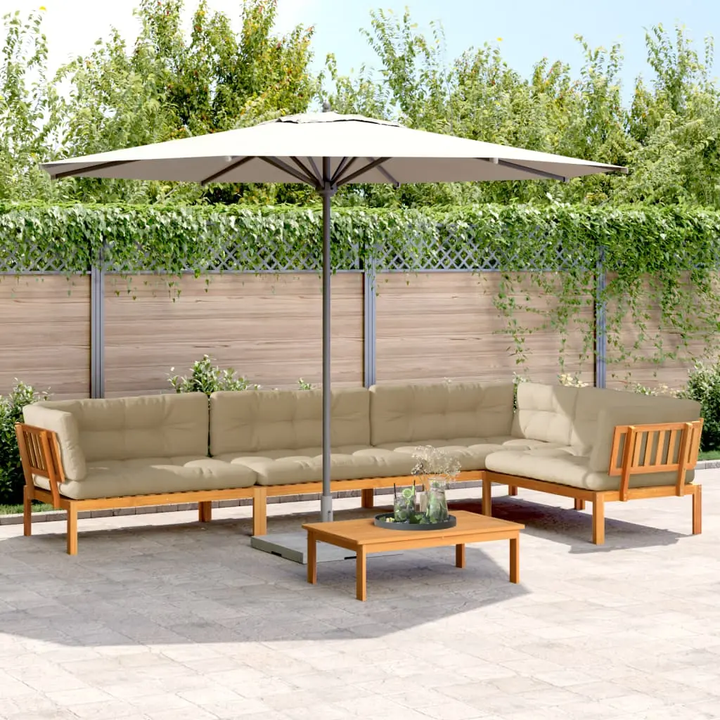 Set Divano Pallet Giardino 5pz con Cuscini Massello Acacia