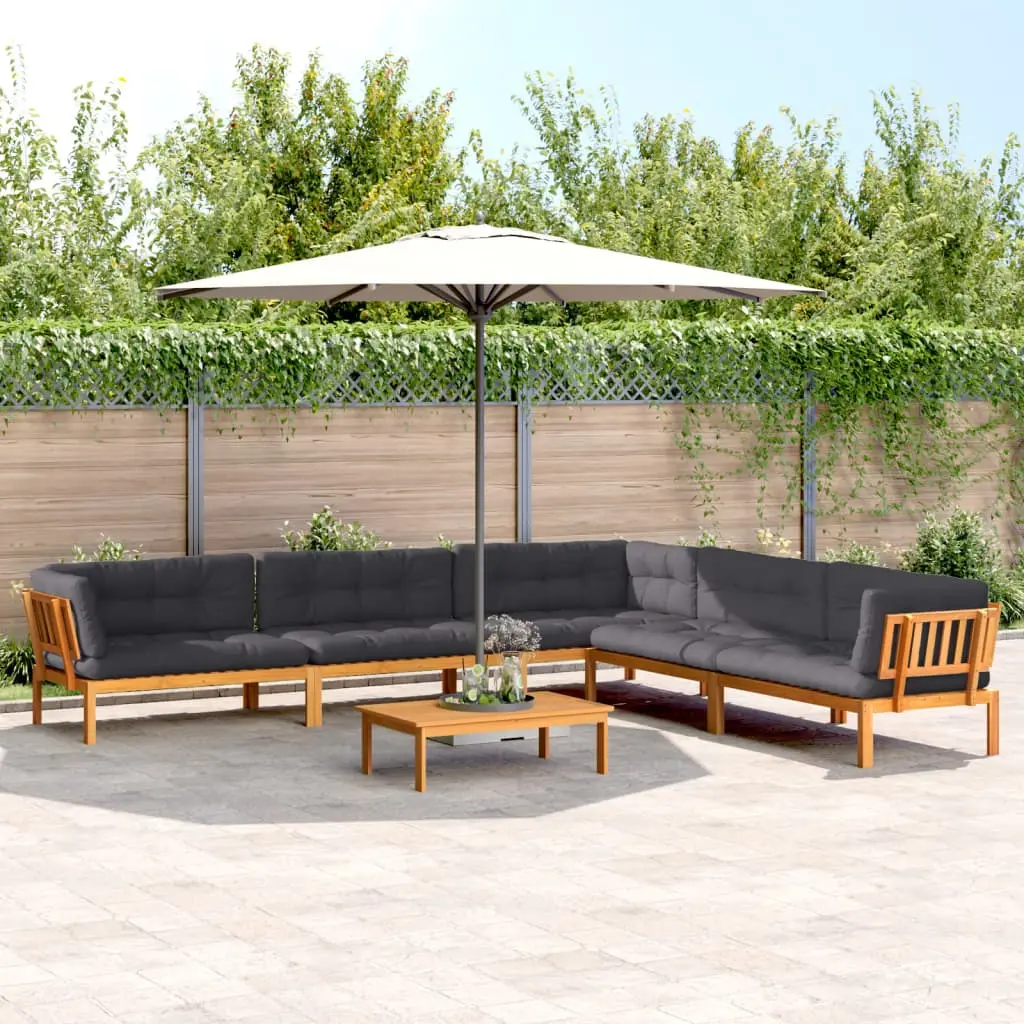 Set Divano Pallet da Giardino 6 pz con Cuscini Massello Acacia