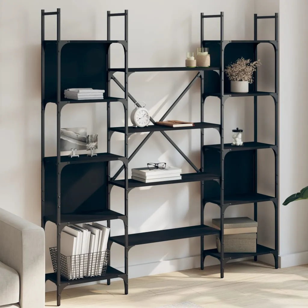 vidaXL Libreria Nera 155,5x24x166,5 cm in Legno Multistrato