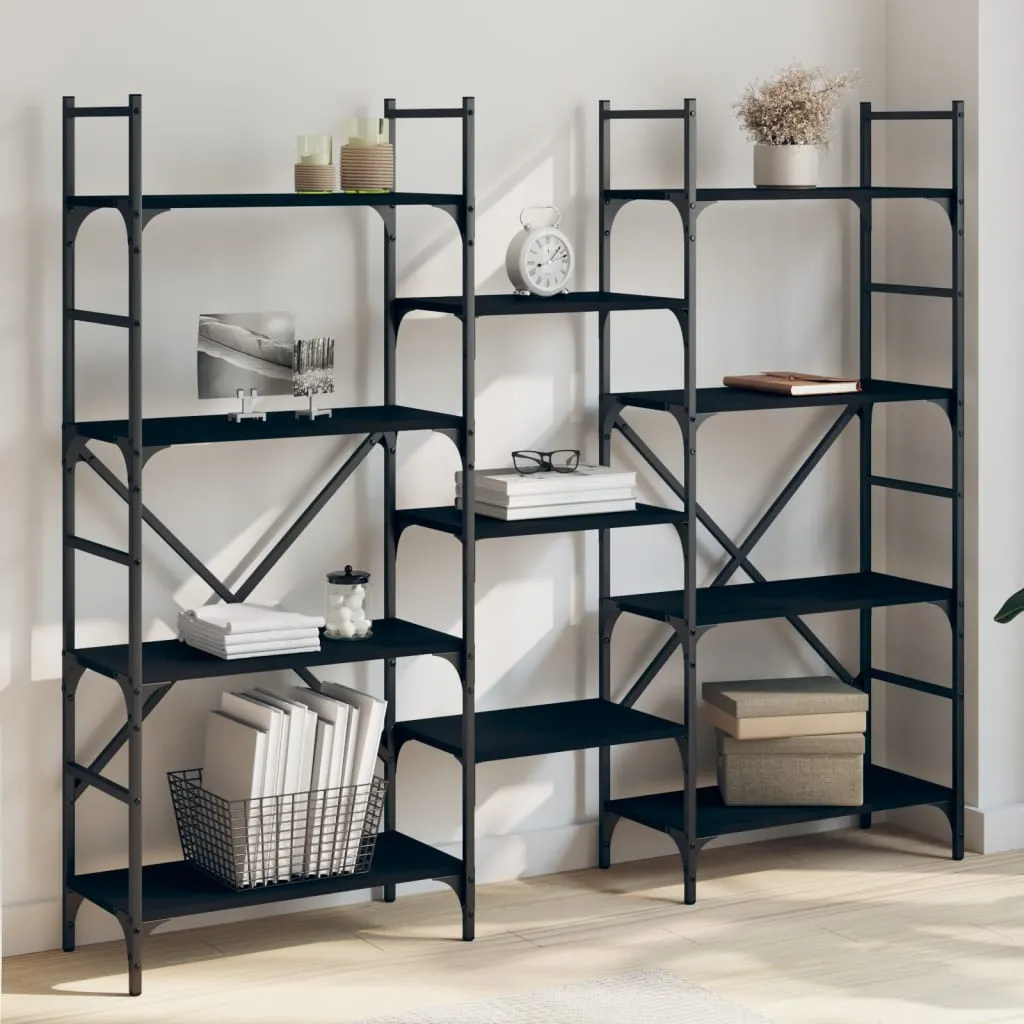 vidaXL Libreria Nera 160x28,5x136,5 cm in Legno Multistrato