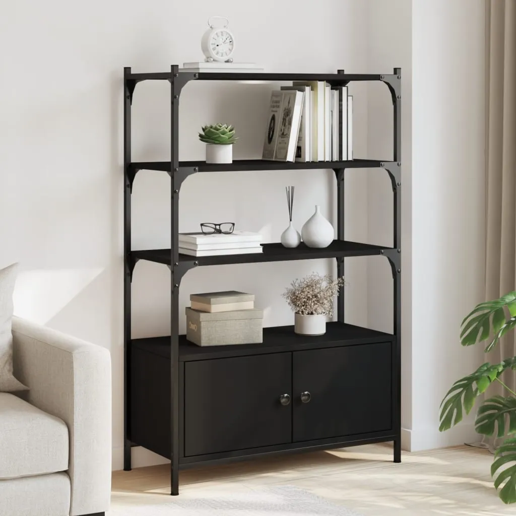 vidaXL Libreria a 3 Ripiani Nera 70x30x109,5 cm in Legno Multistrato