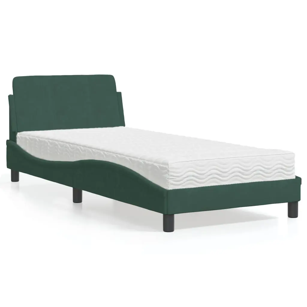 Letto con Materasso Verde Scuro 80x200 cm in Velluto