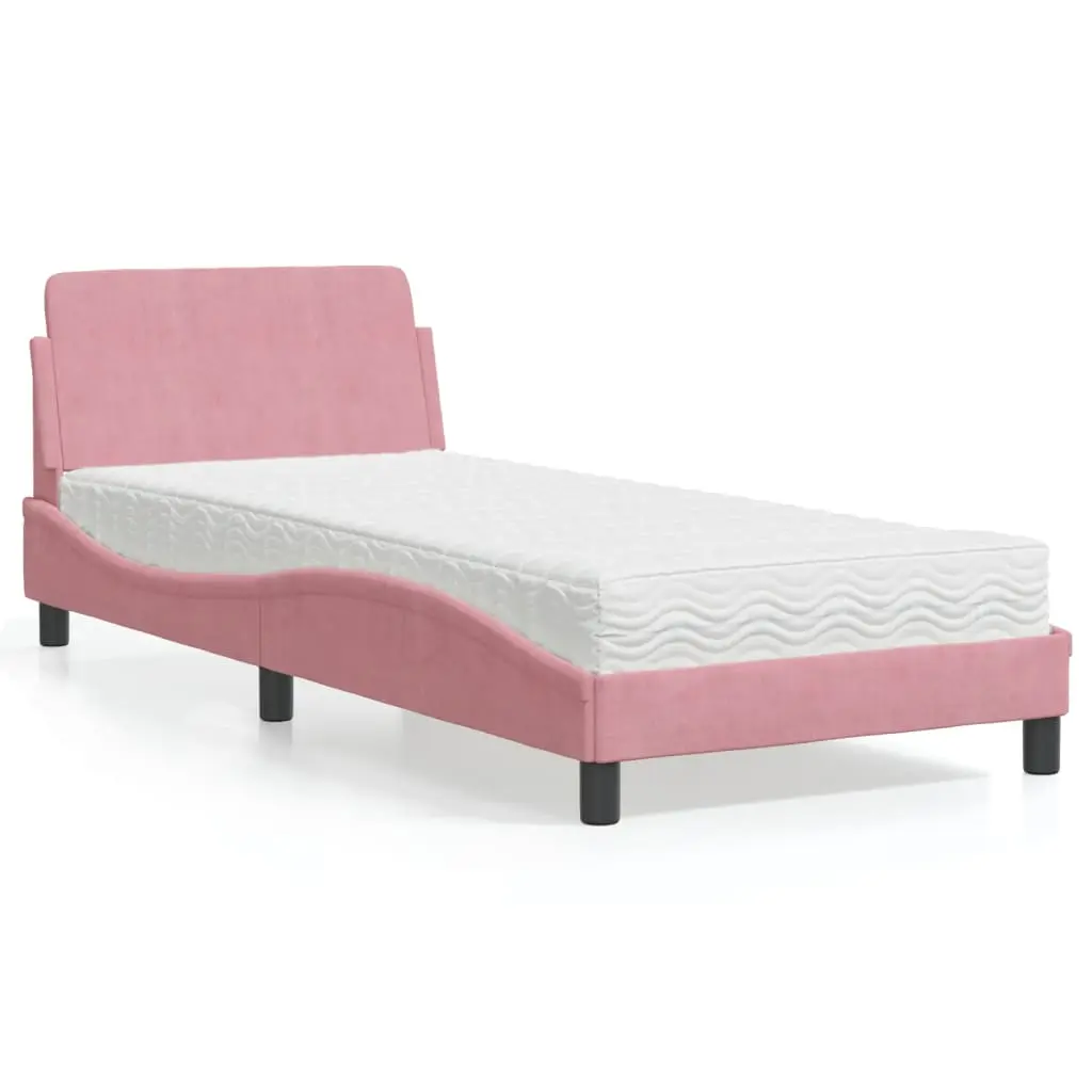 Letto con Materasso Rosa 80x200 cm in Velluto