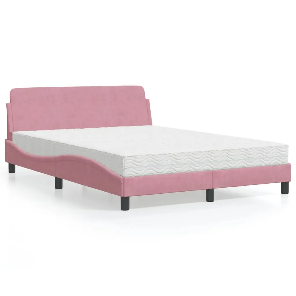 Letto con Materasso Rosa 120x200 cm in Velluto