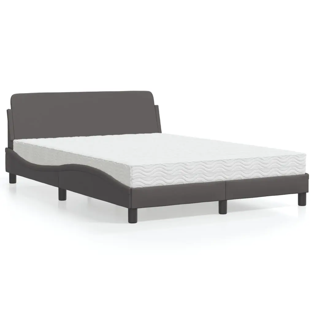 Letto con Materasso Grigio 120x200 cm in Similpelle