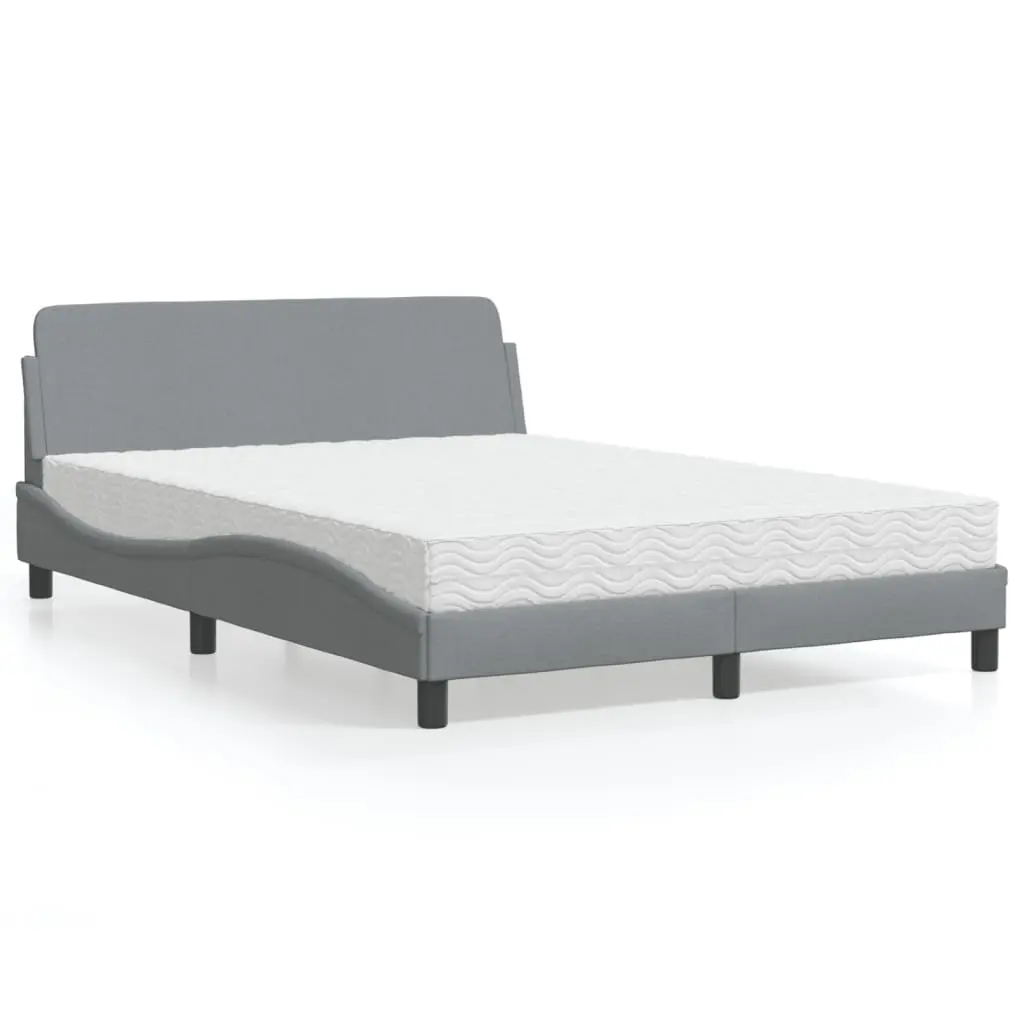 Letto con Materasso Grigio Chiaro 140x200cm Tessuto