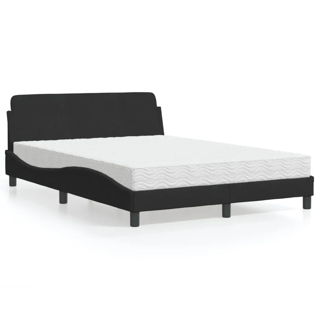 Letto con Materasso Nero 140x200 cm in Velluto