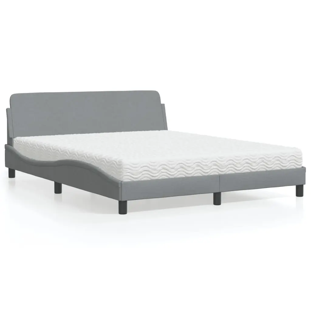 Letto con Materasso Grigio Chiaro160x200 cm Tessuto