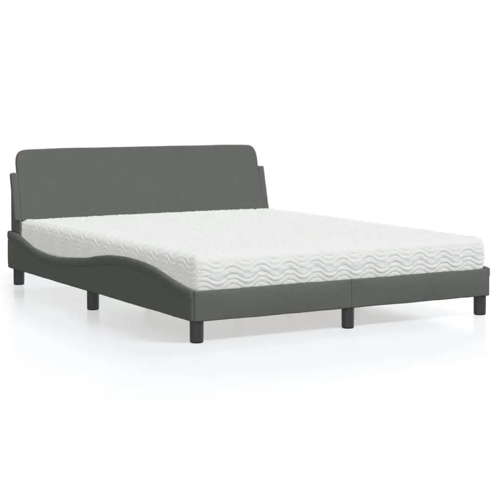 Letto con Materasso Grigio Scuro 160x200 cm Tessuto