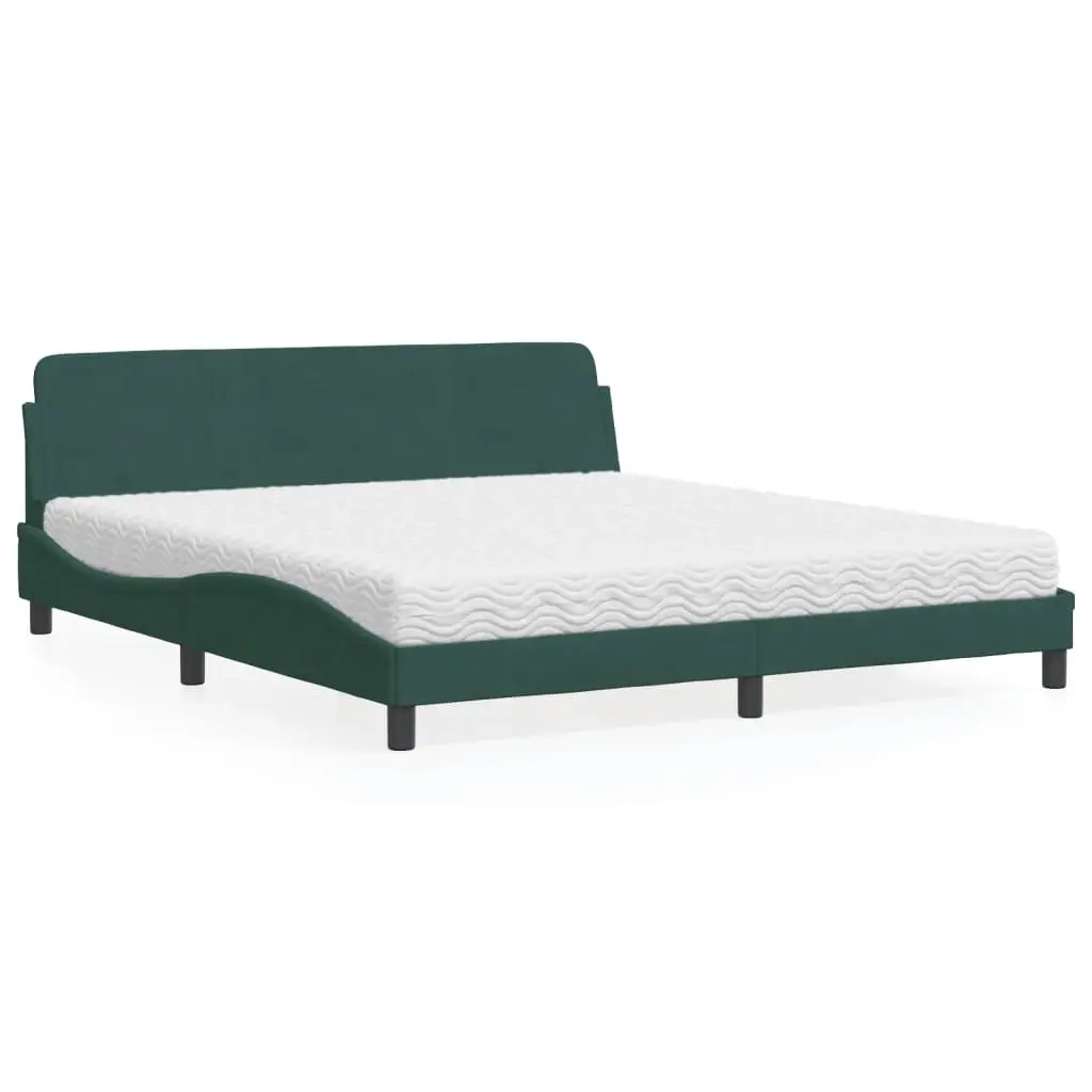 Letto con Materasso Verde Scuro 180x200 cm in Velluto