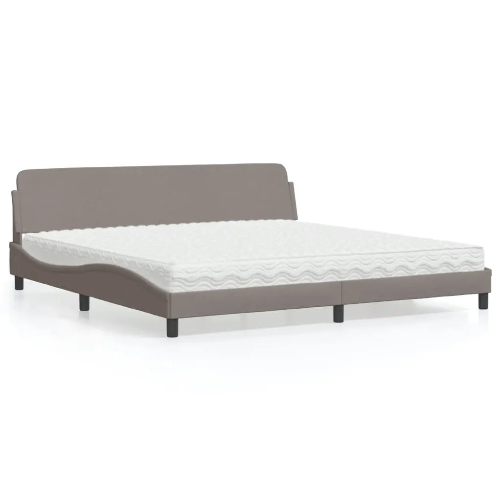 Letto con Materasso Tortora 200x200 cm in Tessuto