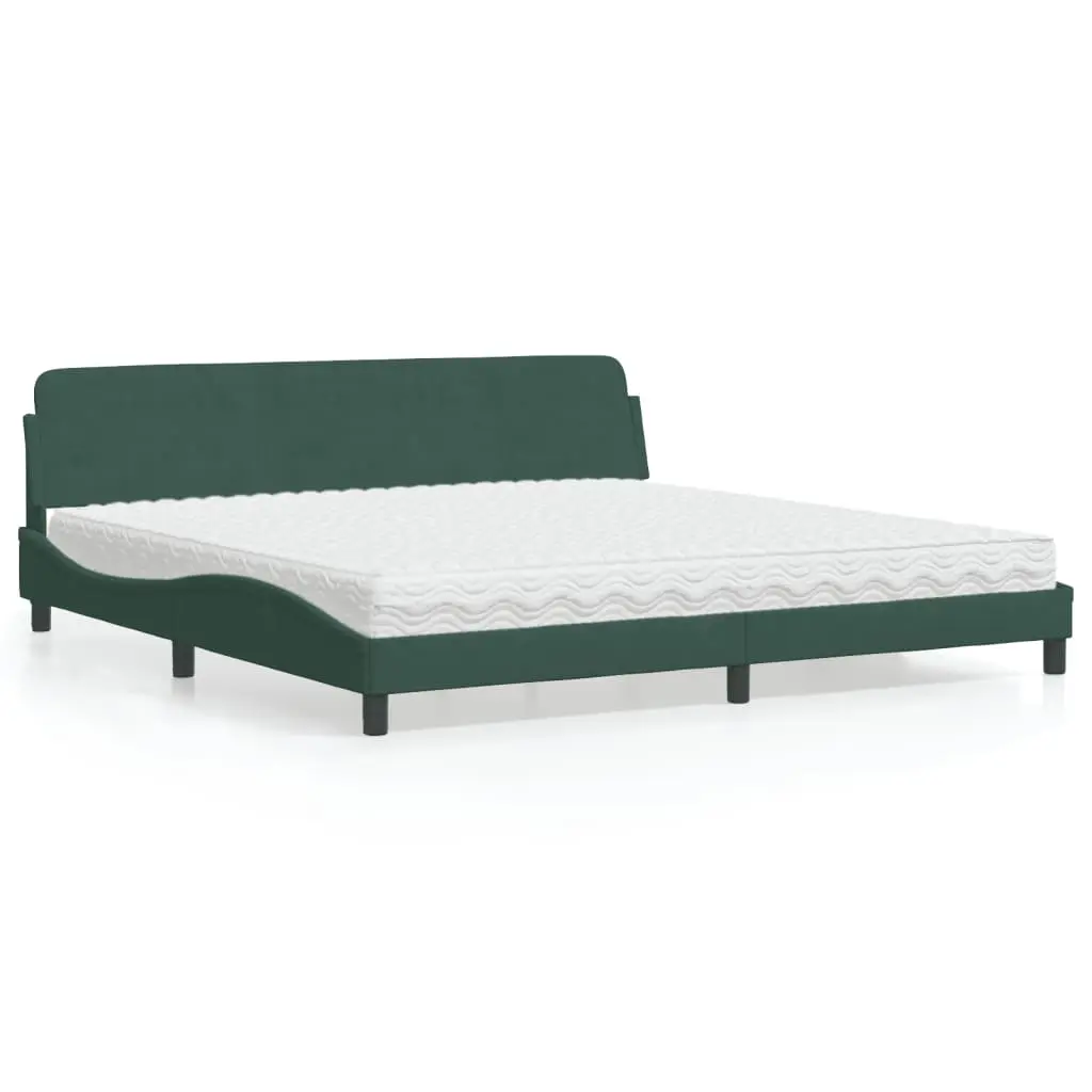 Letto con Materasso Verde Scuro 200x200 cm Velluto