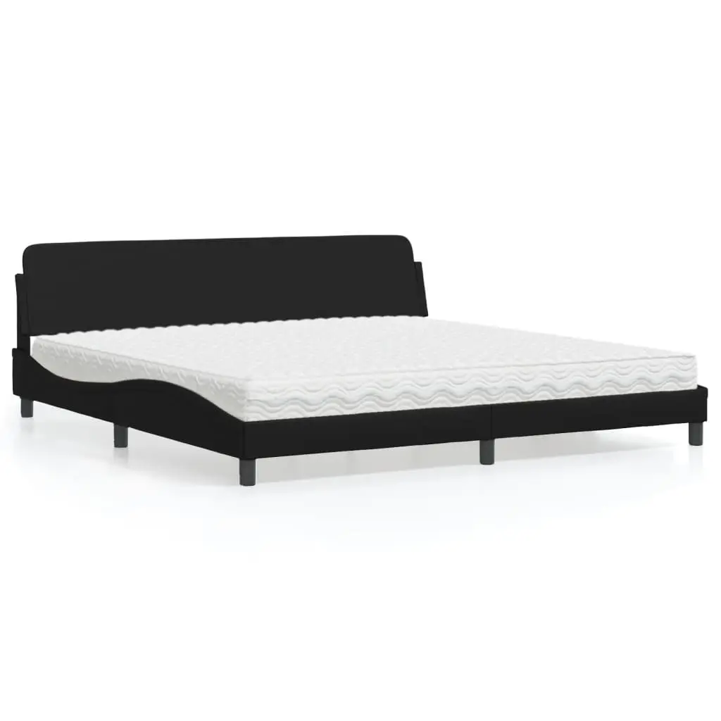 Letto con Materasso Nero 200x200 cm in Similpelle